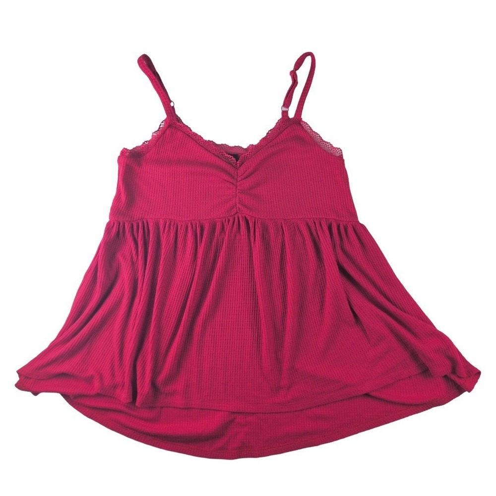 Torrid Women' Red Babydoll Cami Waffle Knit Lace Adjustable Straps 00 10/12 - Picture 3 of 7
